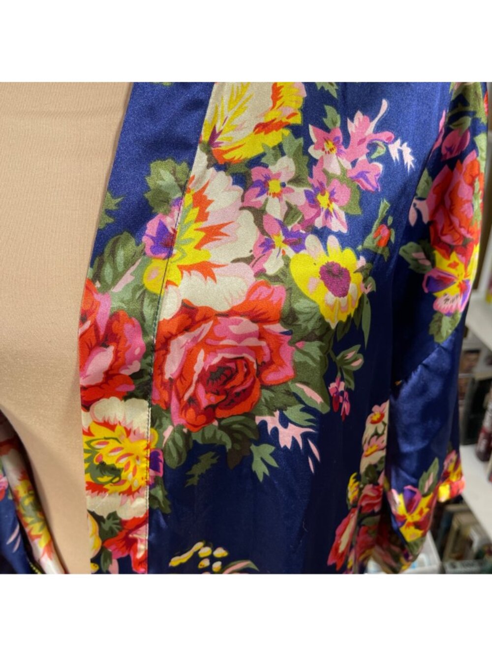 Unbranded Kimono Robe One Size Blue Floral Bridesmaid Long Sleeve - Picture 5 of 6